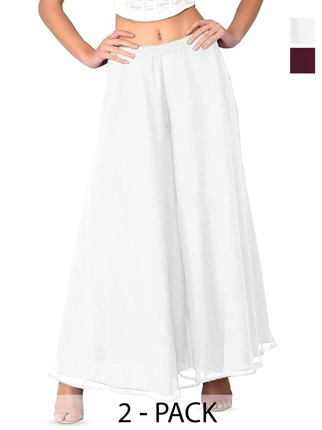 AFFLEON Women 2 Flared Georgette Ethnic Palazzos