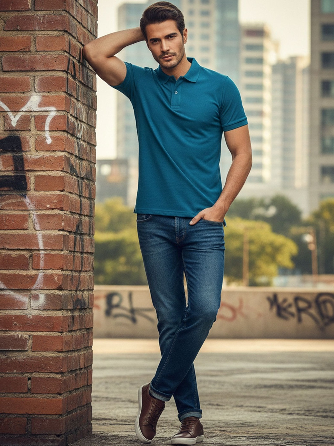 Davno Men Polo Collar T-shirt