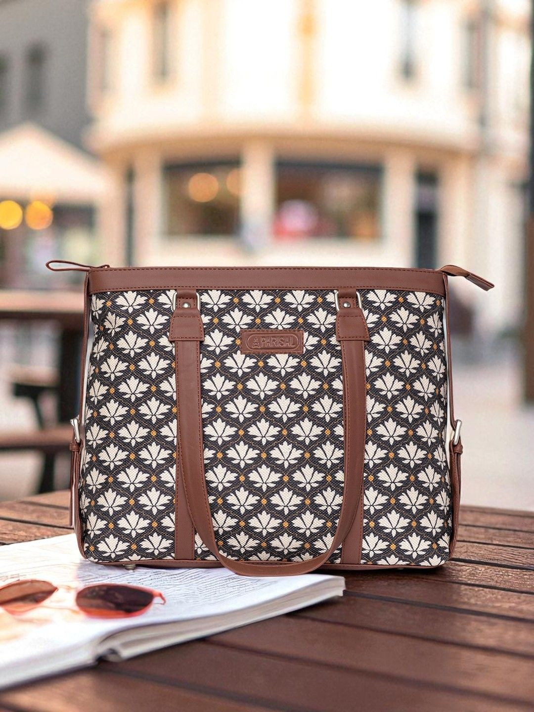 PARISAL Ethnic Motifs Printed Structured Tote Bag