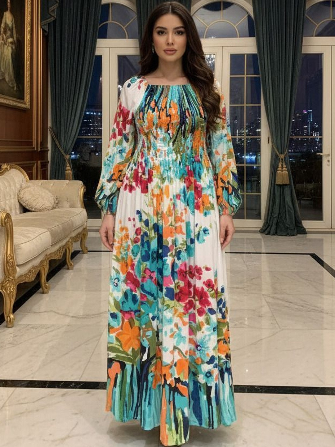 THE HOUSE OF THREADS Floral Print Maxi Dress