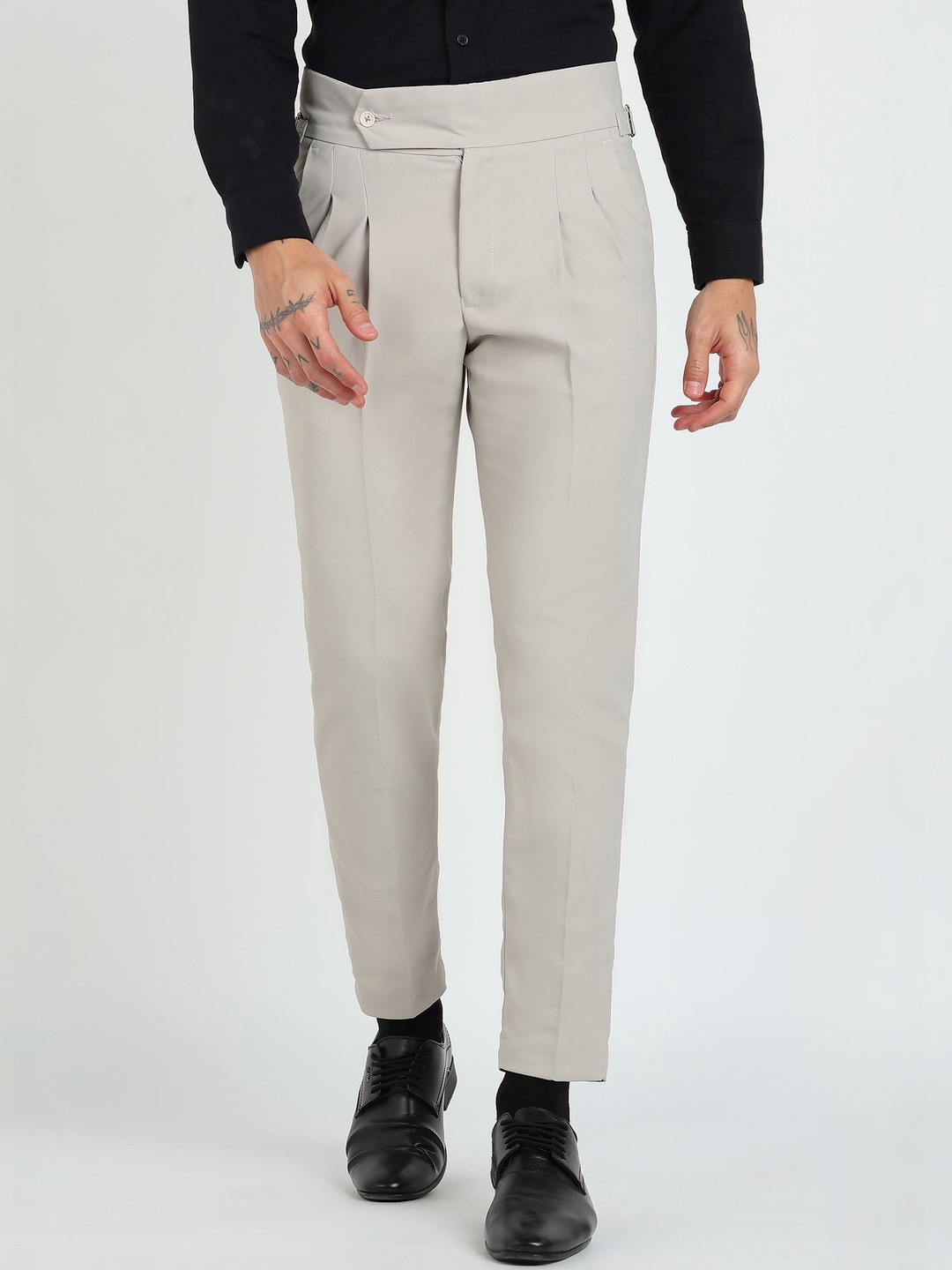 MANCREW Men Tailored Wrinkle Free Pleated Gurkha Pants