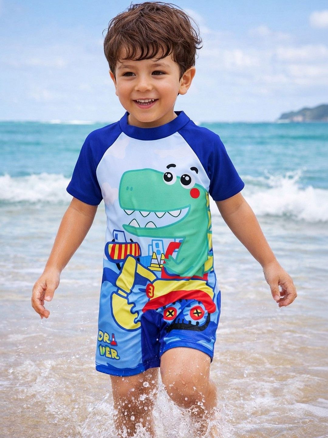 PASSION PETALS Boys Printed Round Neck Swimming Dress