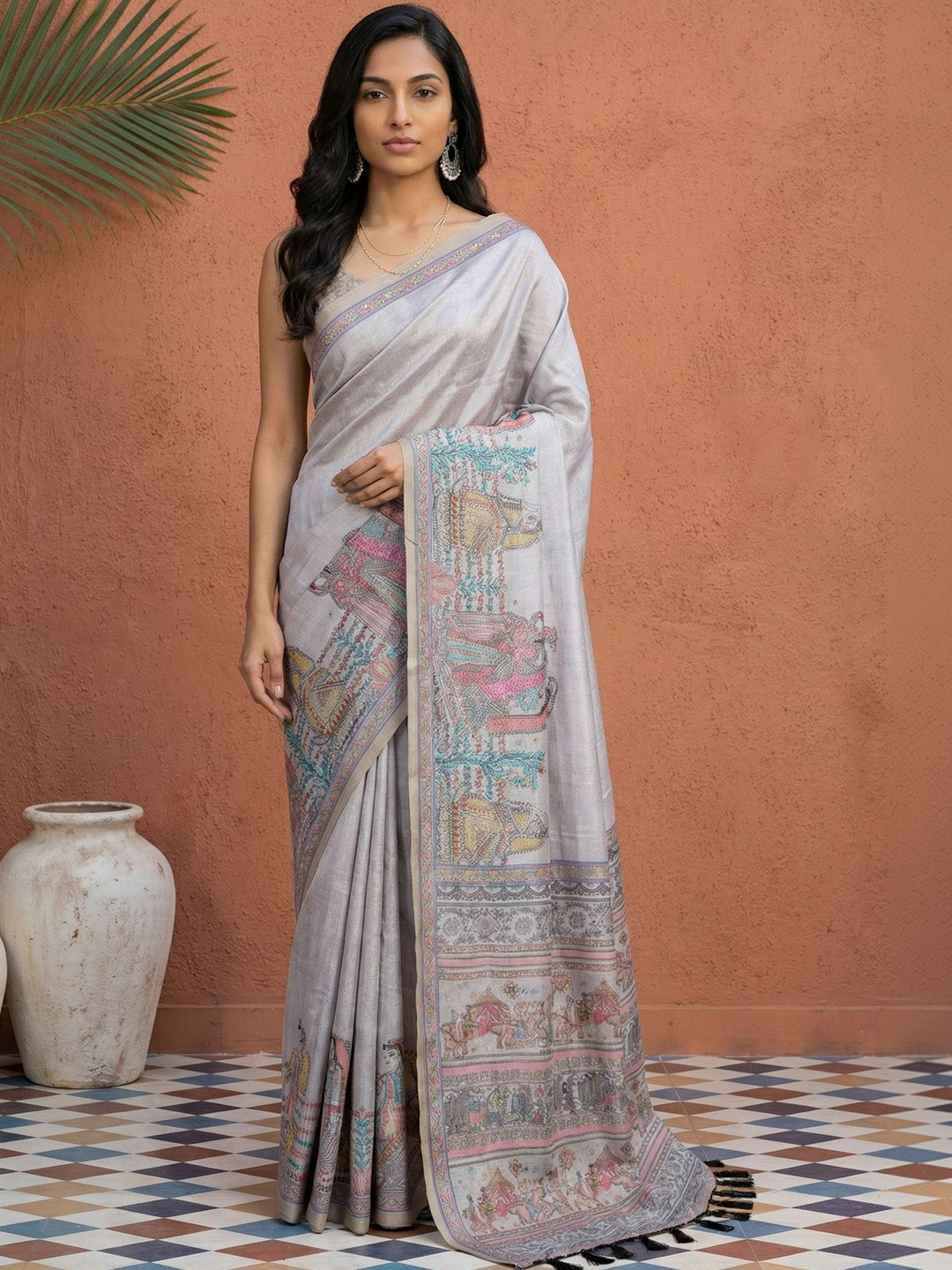 SOURAGYA Ethnic Motifs Silk Blend Bagru Saree