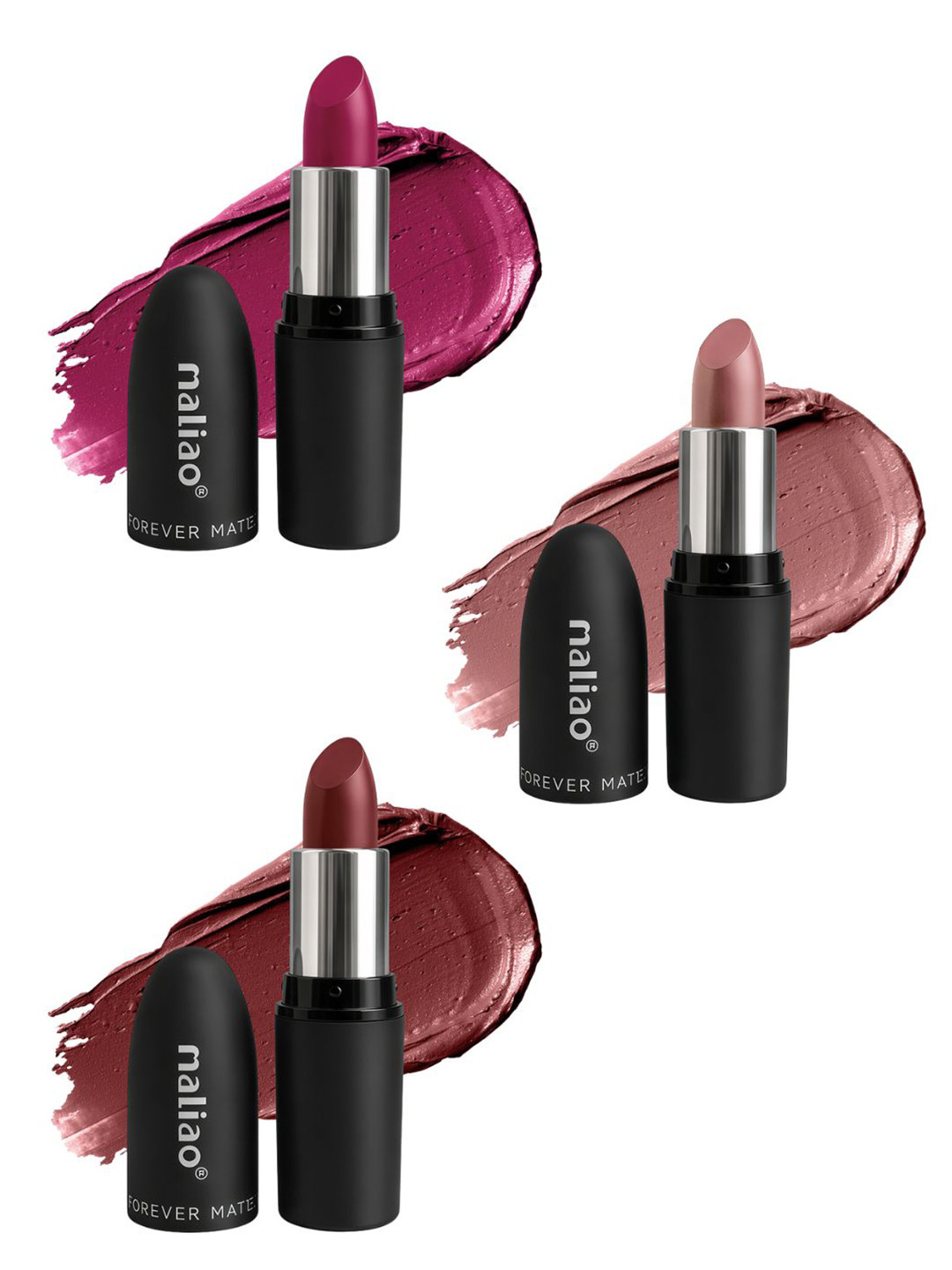 Maliao Set Of 3 Cream Crush Matte Bullet Lipstick Each - Shade - 12,18,19 - 3.8 g