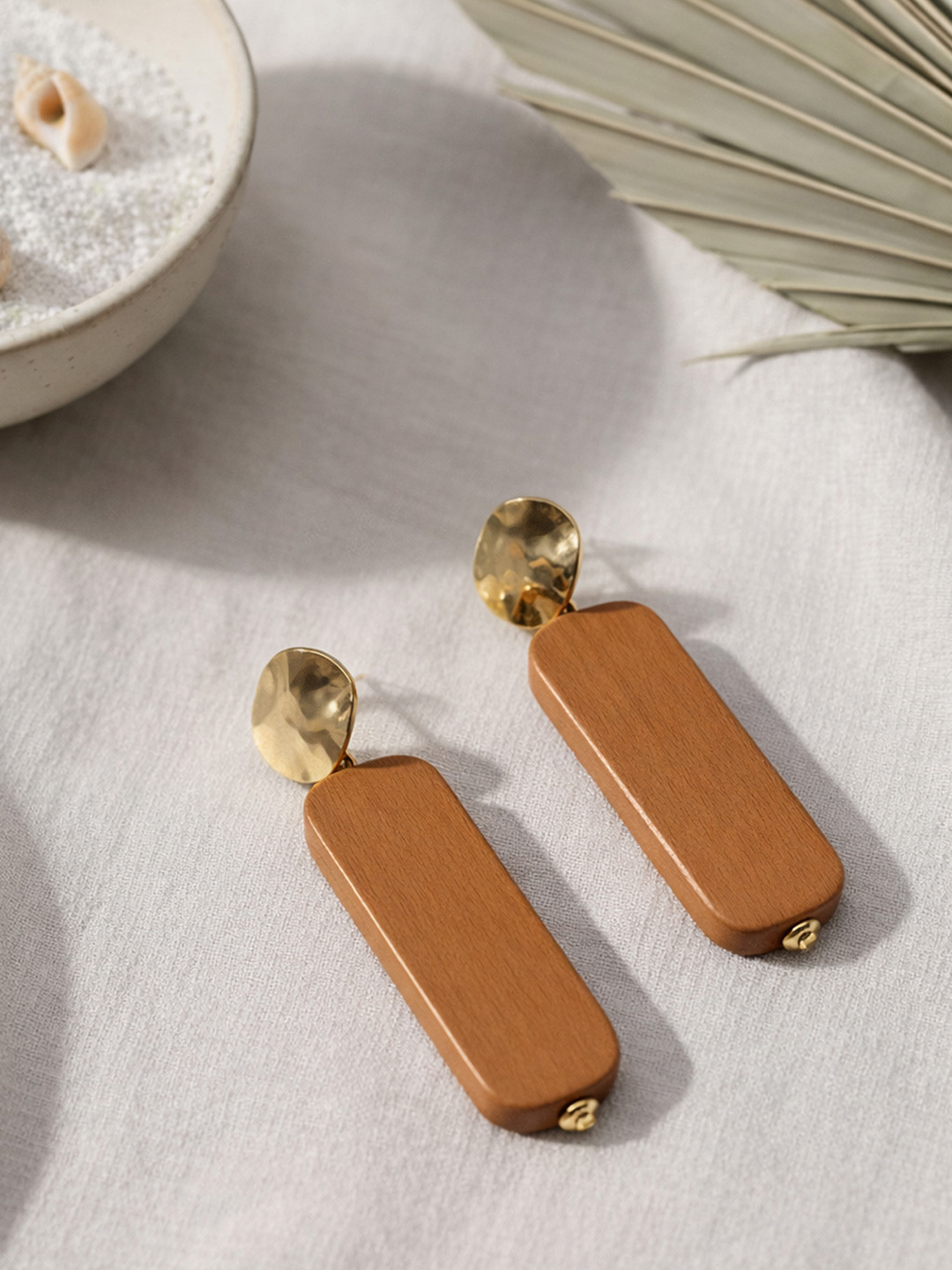 ARTKLIM Wooden Fringe Oval Shaped Drop Earrings