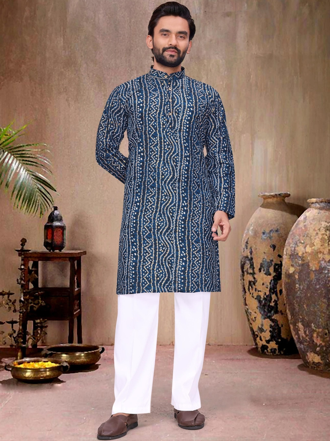 MAITHILI CREATION Men Bandhani Printed Kurta