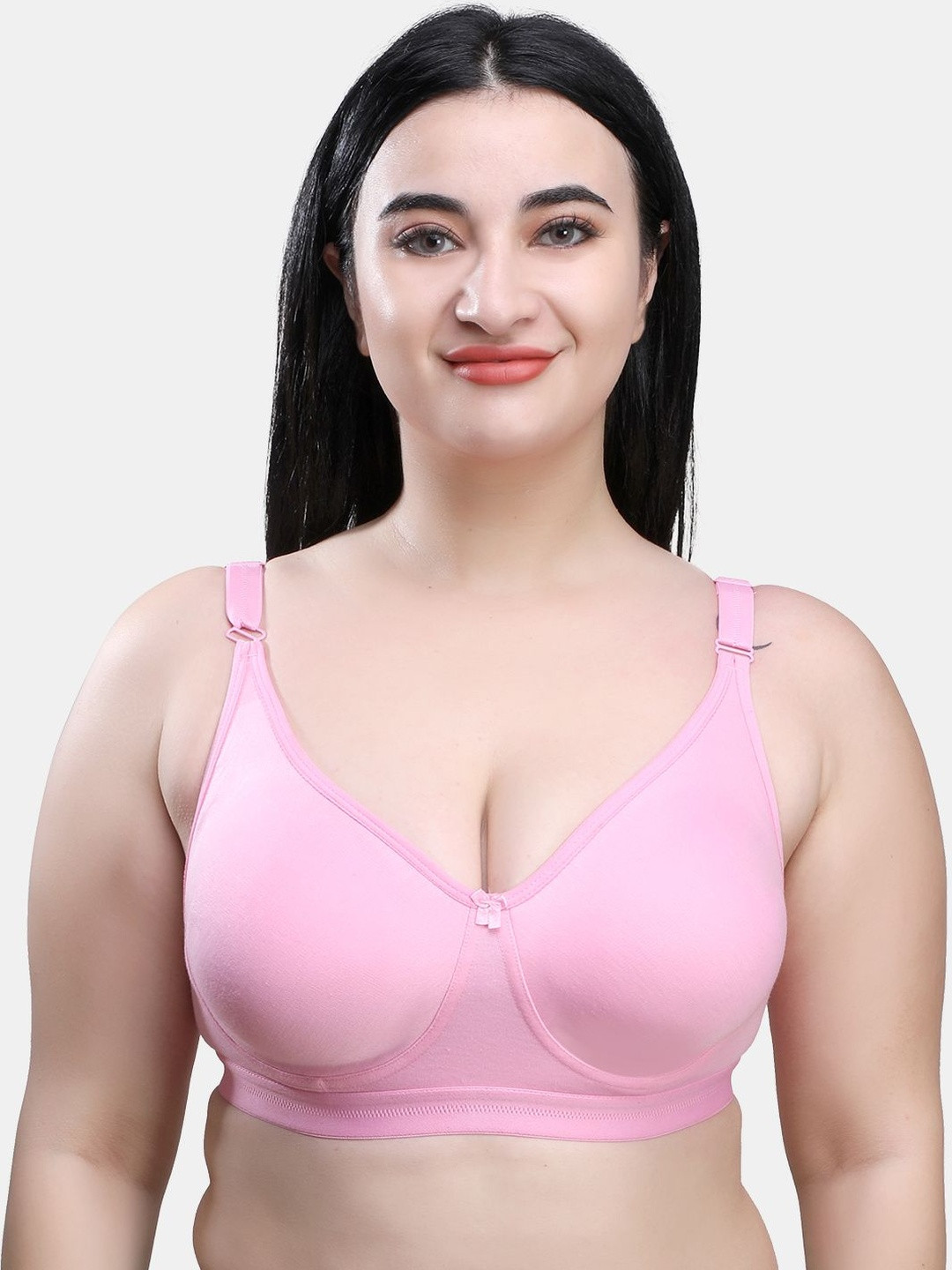 SKDREAMS Pink Cotton Blend Seamless Non Padded Non-Wired Everyday Women Full Coverage Bra