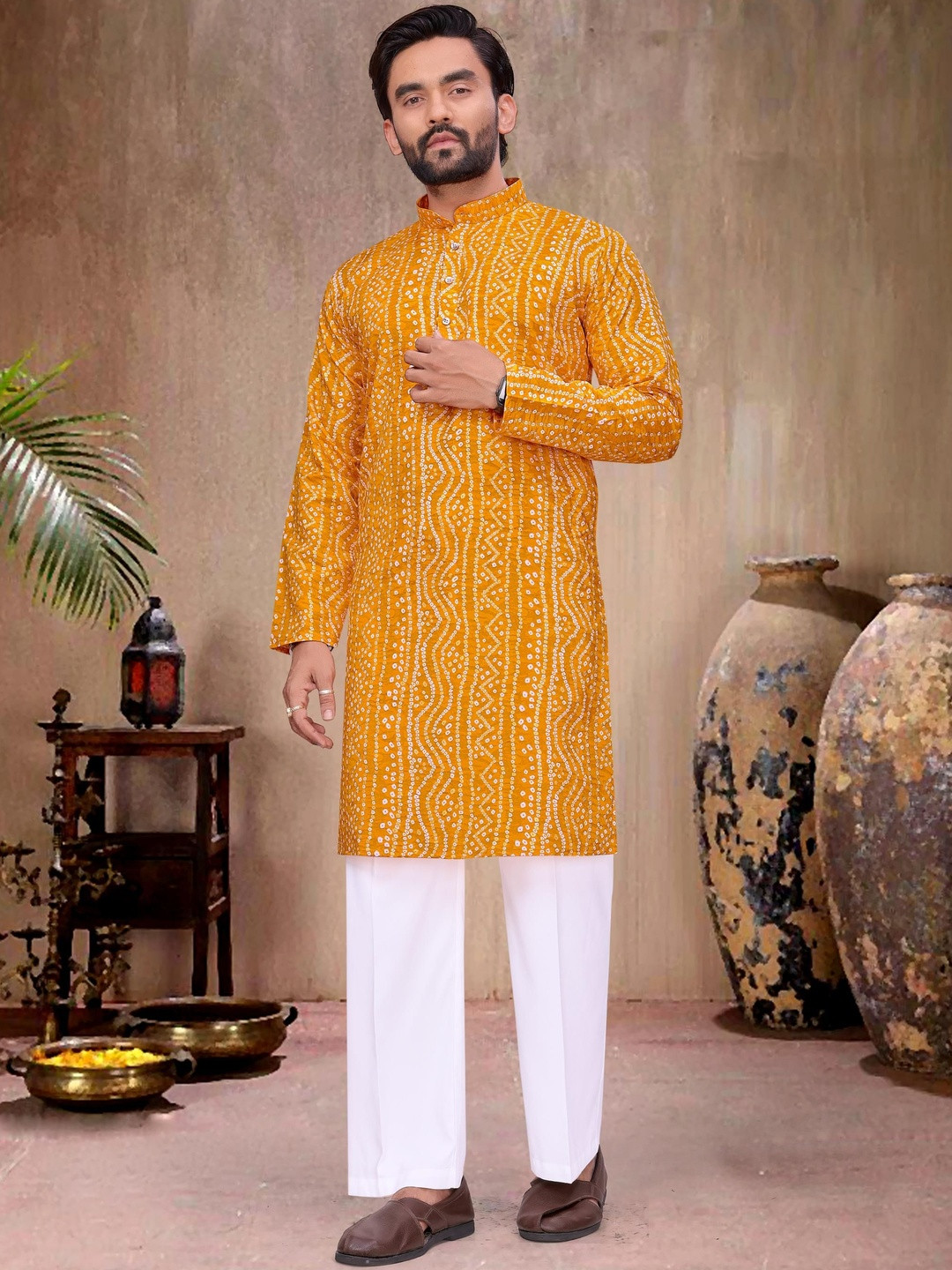 MAITHILI CREATION Men Bandhani Printed Kurta