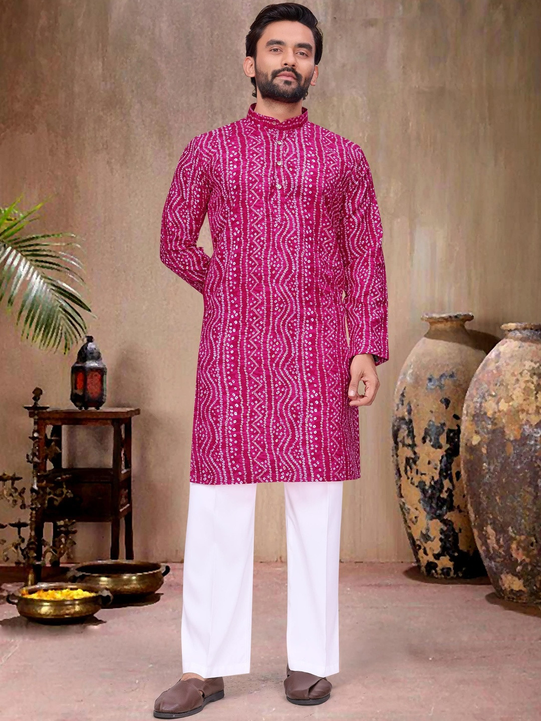 MAITHILI CREATION Men Bandhani Printed Kurta