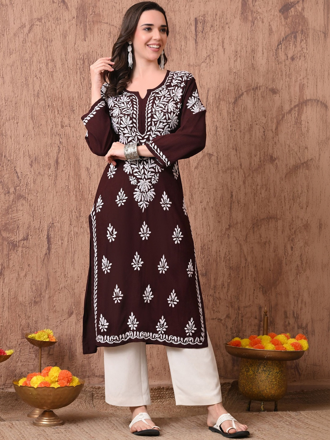 Syrish Viscose Rayon Embroidered Chikankari Handloom Kurta