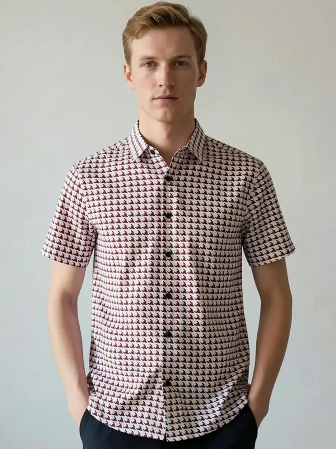 Men's Regular Fit Geometric Casual Shirt
