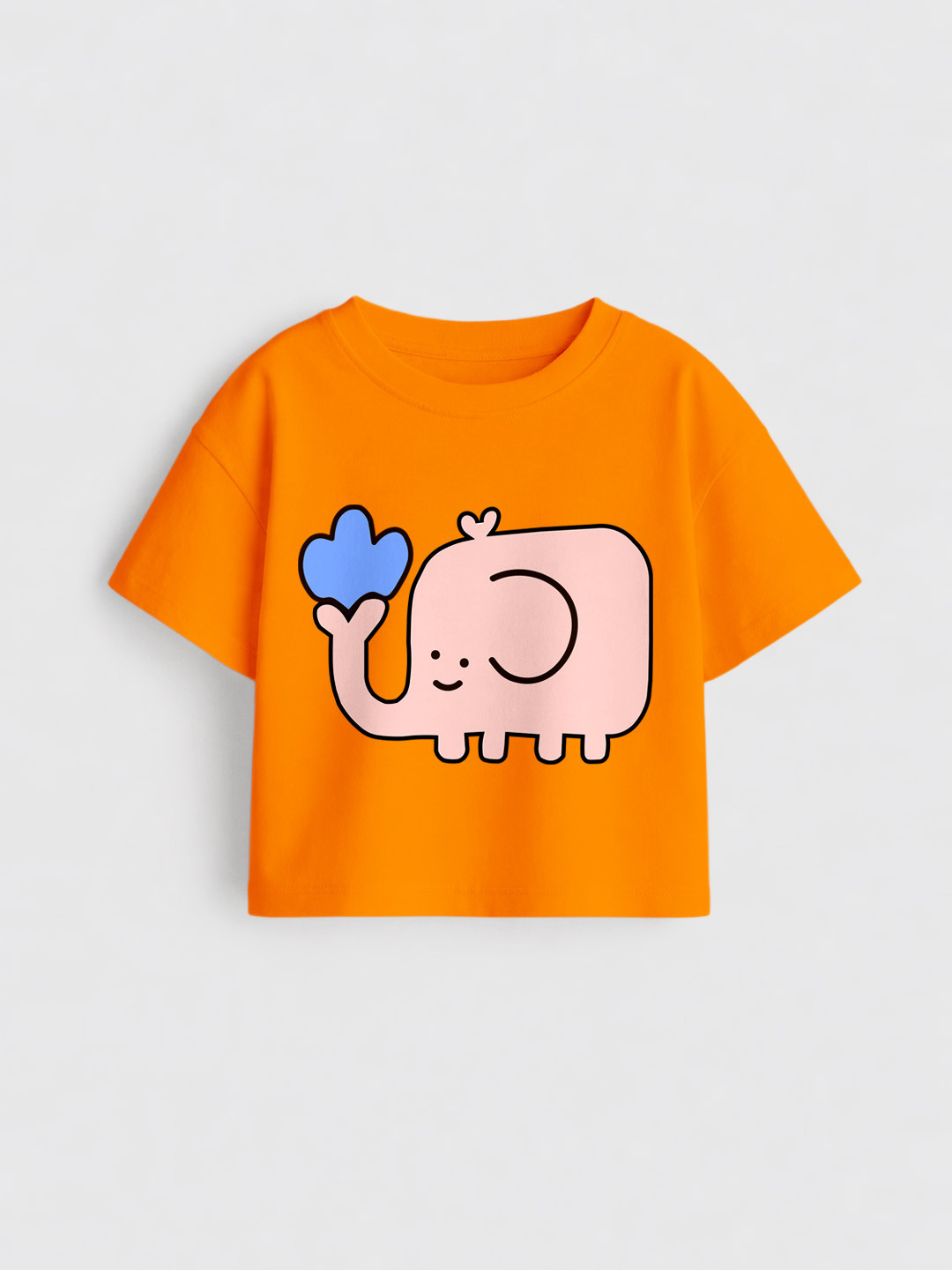Guugly Wuugly Girls Elephant Printed Round Neck Cotton T-shirt