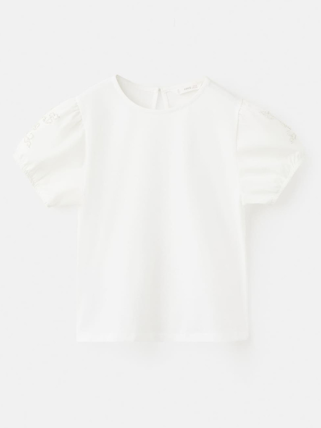 Mango Kids Girls Puff Sleeves Embellished T-shirt