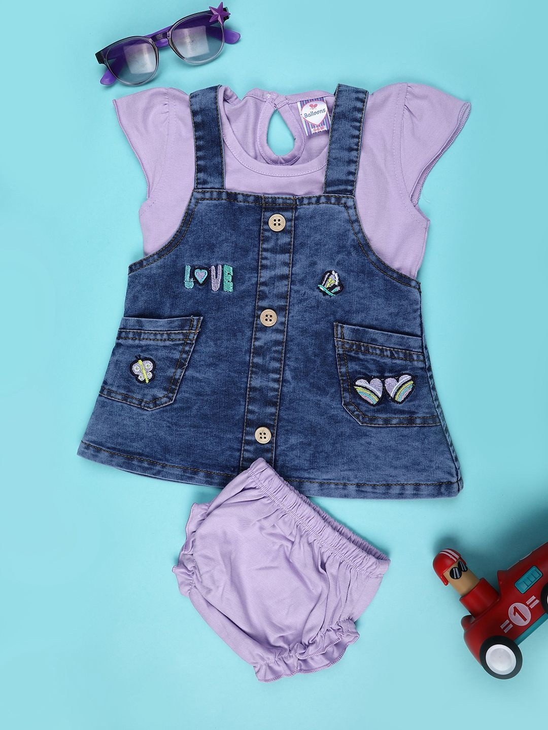 V-Mart Infants Girls Cotton Short Dungarees