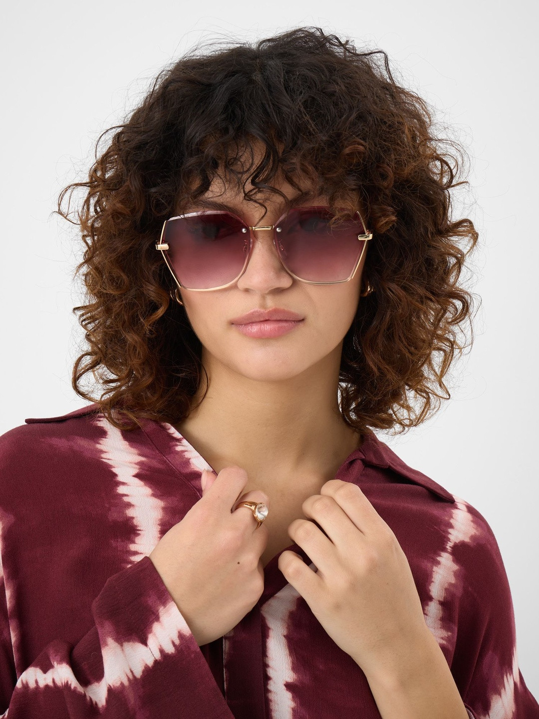 Accessorize Women Pink Lens & Rose Gold-Toned Cateye Sunglasses with