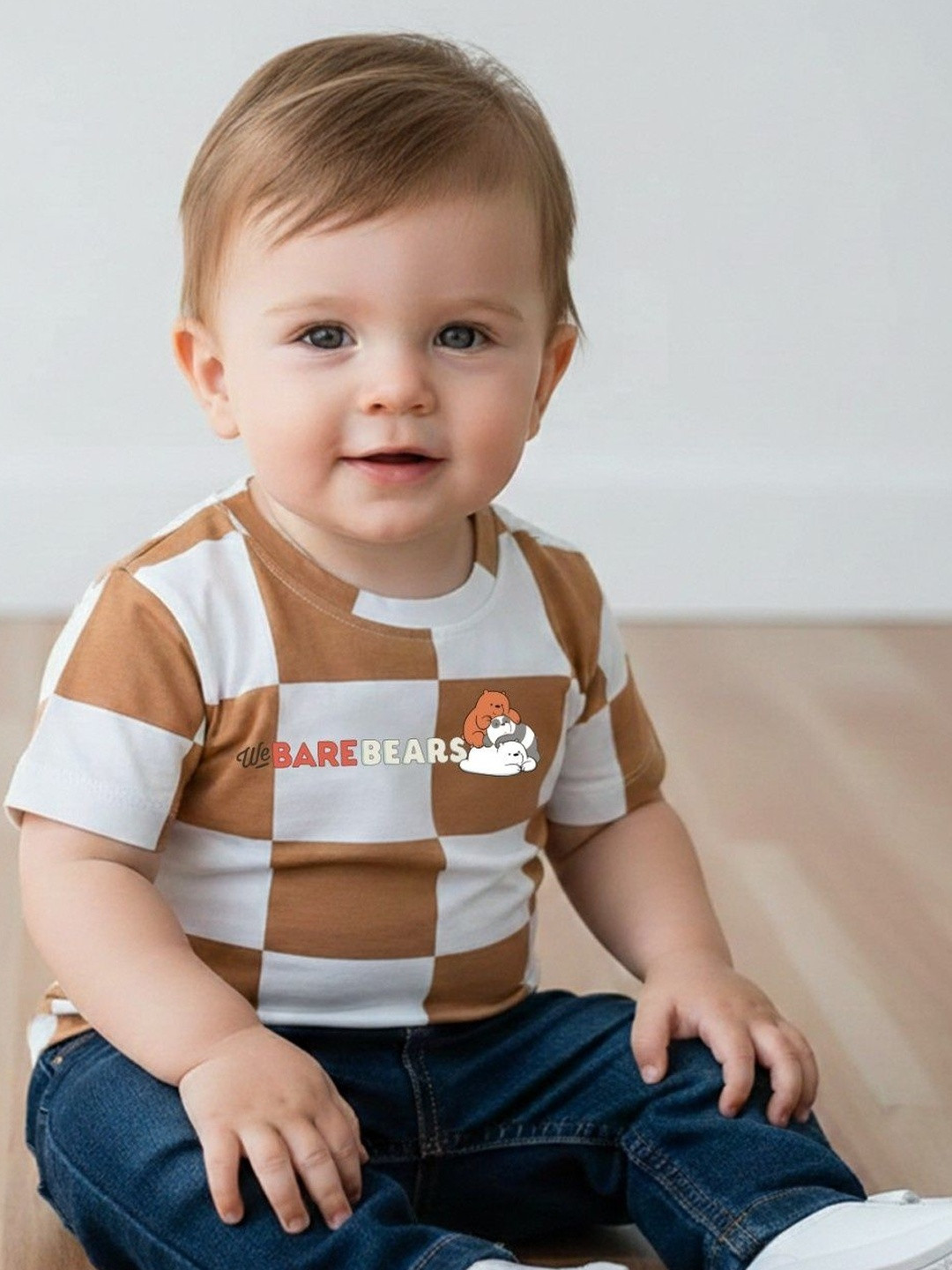 YK X Minute Mirth Infant We Bare Bears Printed Half Sleeve Cotton T-Shirt