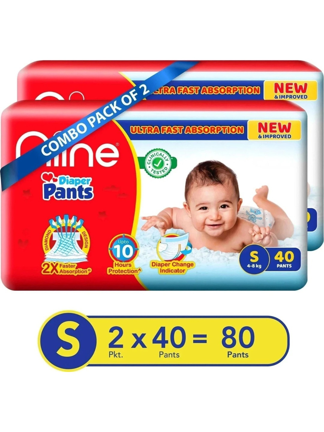 Niine Set Of 2 Cottony Soft Baby Diaper Pants - S- 40 Pants Each