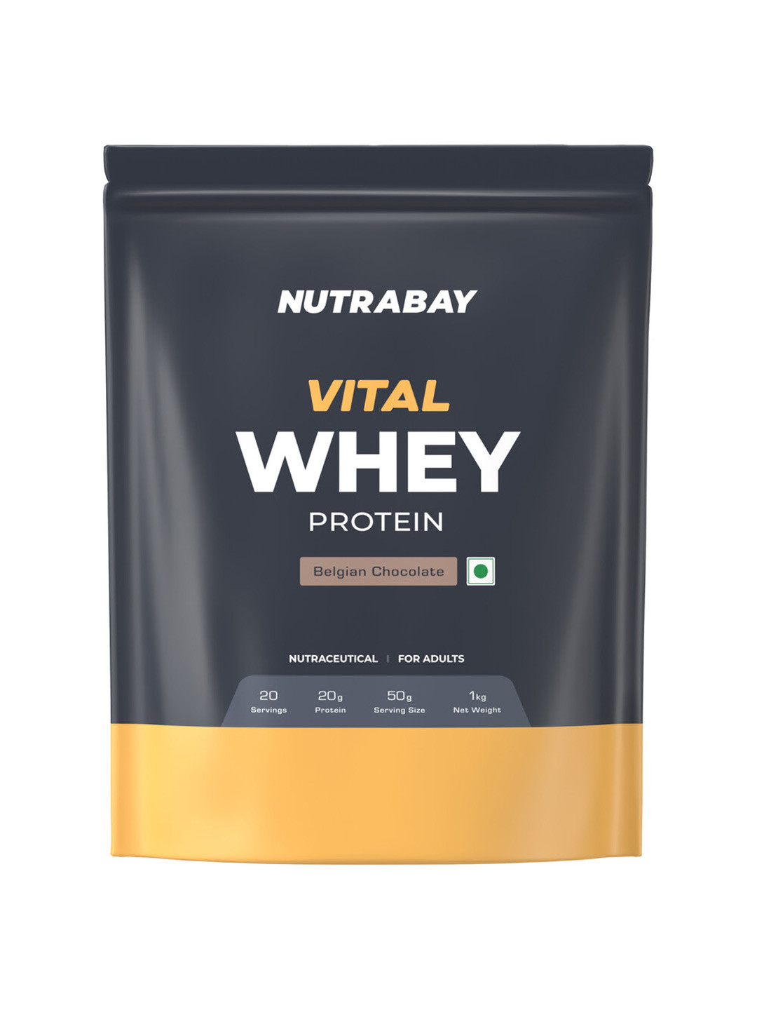 Nutrabay Vital Whey Protein for Beginners -1kg Belgian Chocolate Flavour