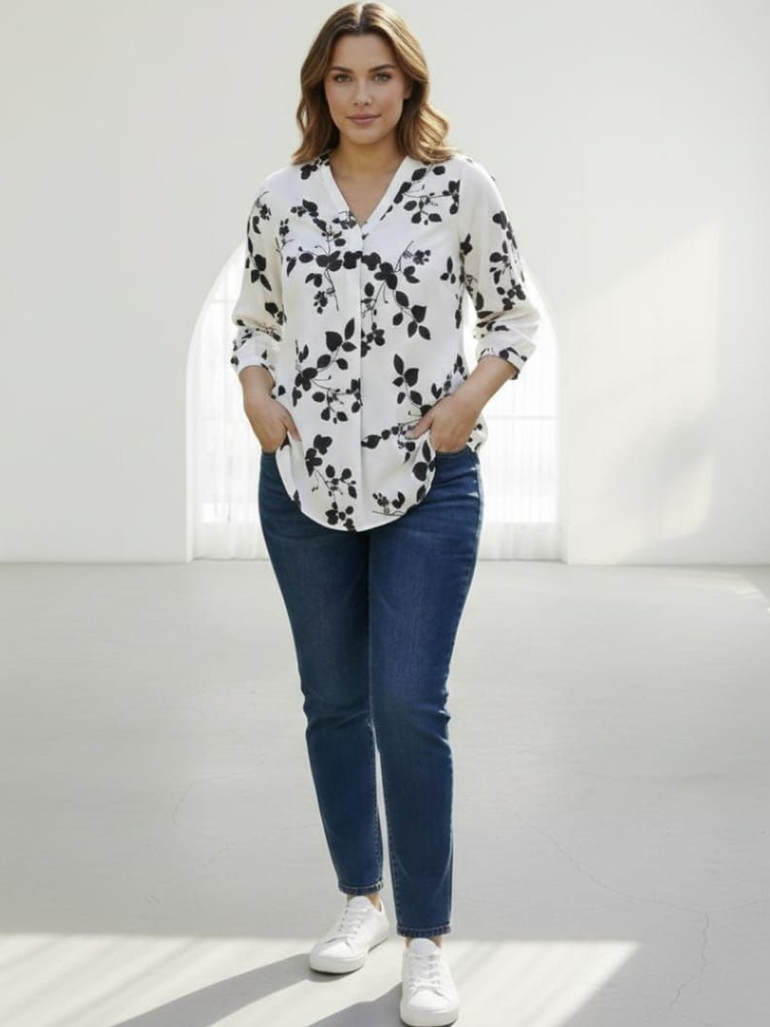 Anaya and Shanaya garments Floral Print Cotton Blend Top