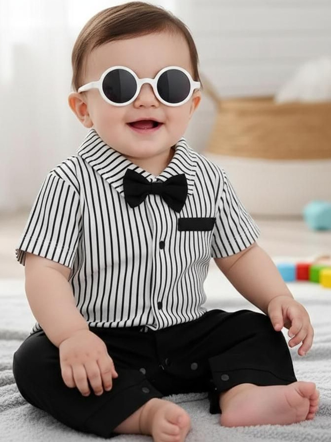 Zuxibela Kids Striped Cotton Rompers