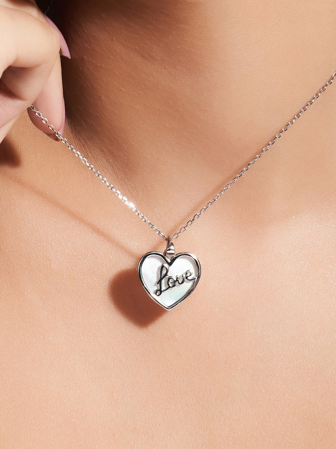 925 Sterling Silver MOP Love Necklace