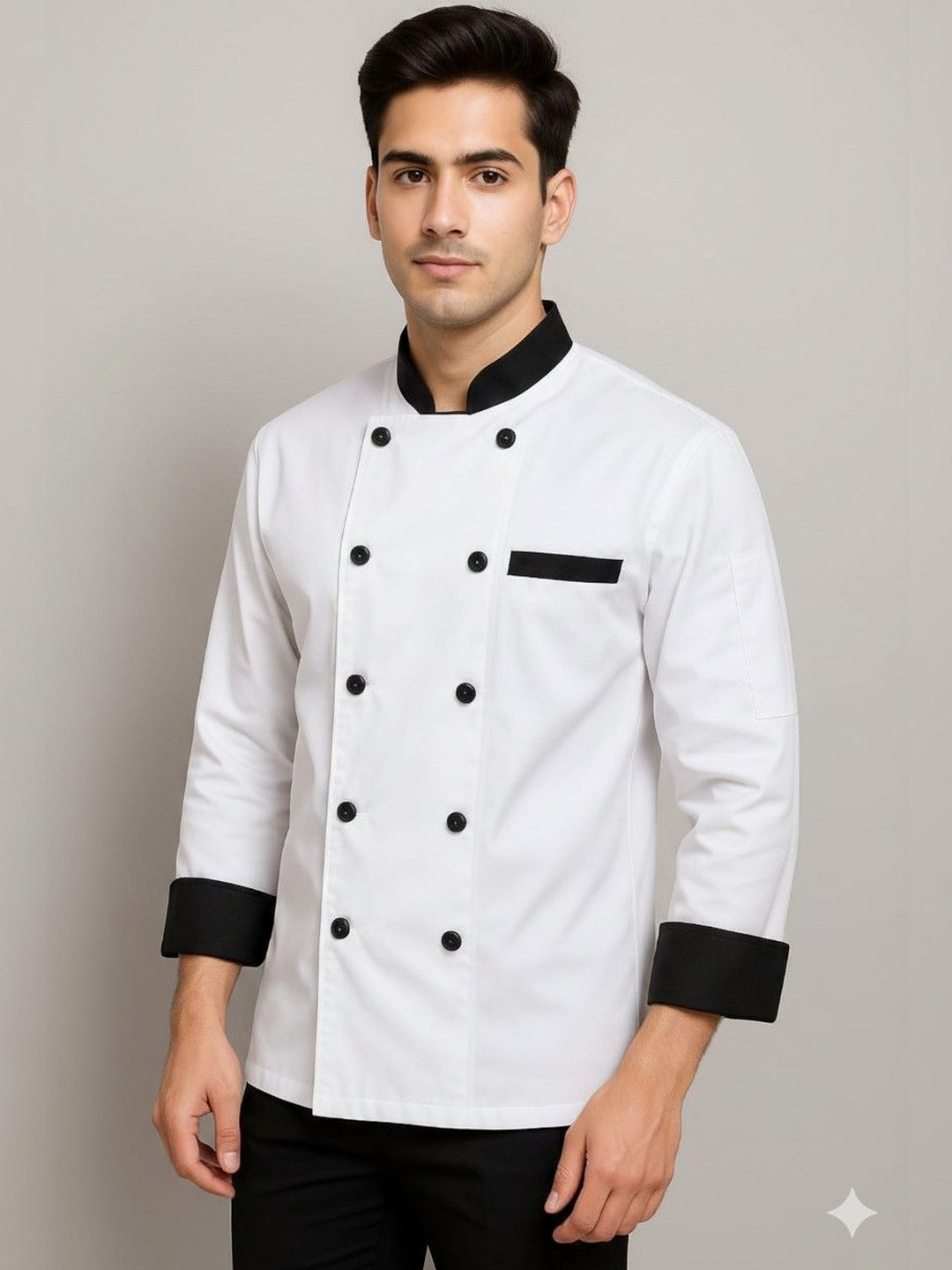 SAME FIT Men Chef Coat With Black Contrast