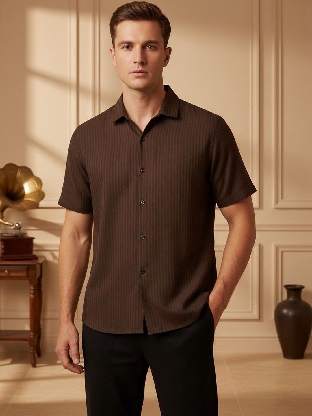 TIGER SNAKE Men Comfort Striped Casual Shirt