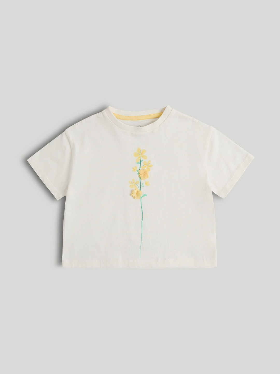 mothercare Girls Floral Printed Extended Sleeves Pure Cotton Blend T-shirt