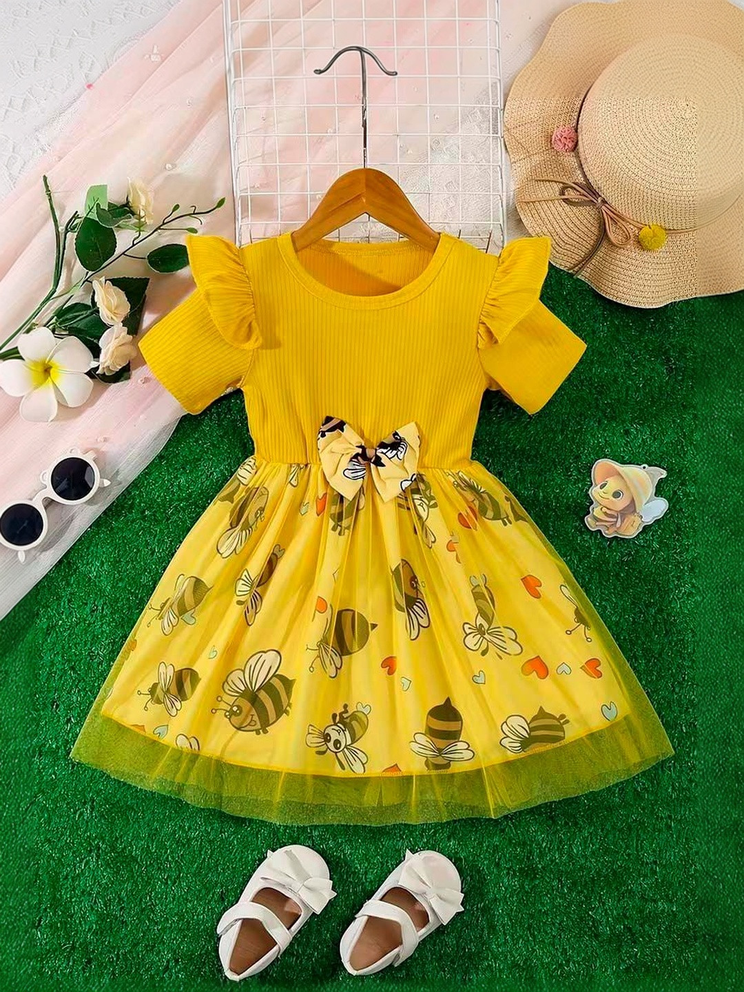 BAESD Floral Printed Round Neck Fit & Flare Dress