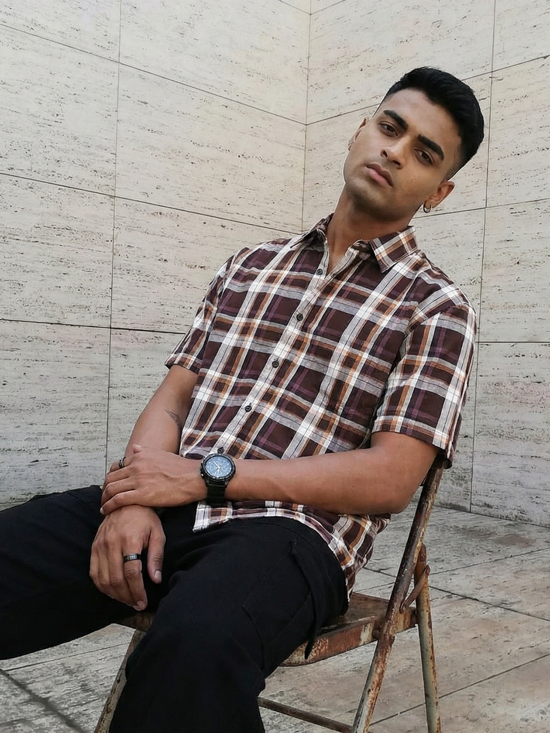 The Roadster Life Co. Relaxed Fit Checked Drop-Shoulder Sleeves Pure Cotton Casual Shirt