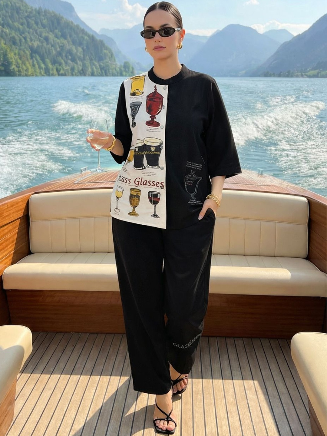 ZUMMER Cotton Printed T-shirt with Trousers