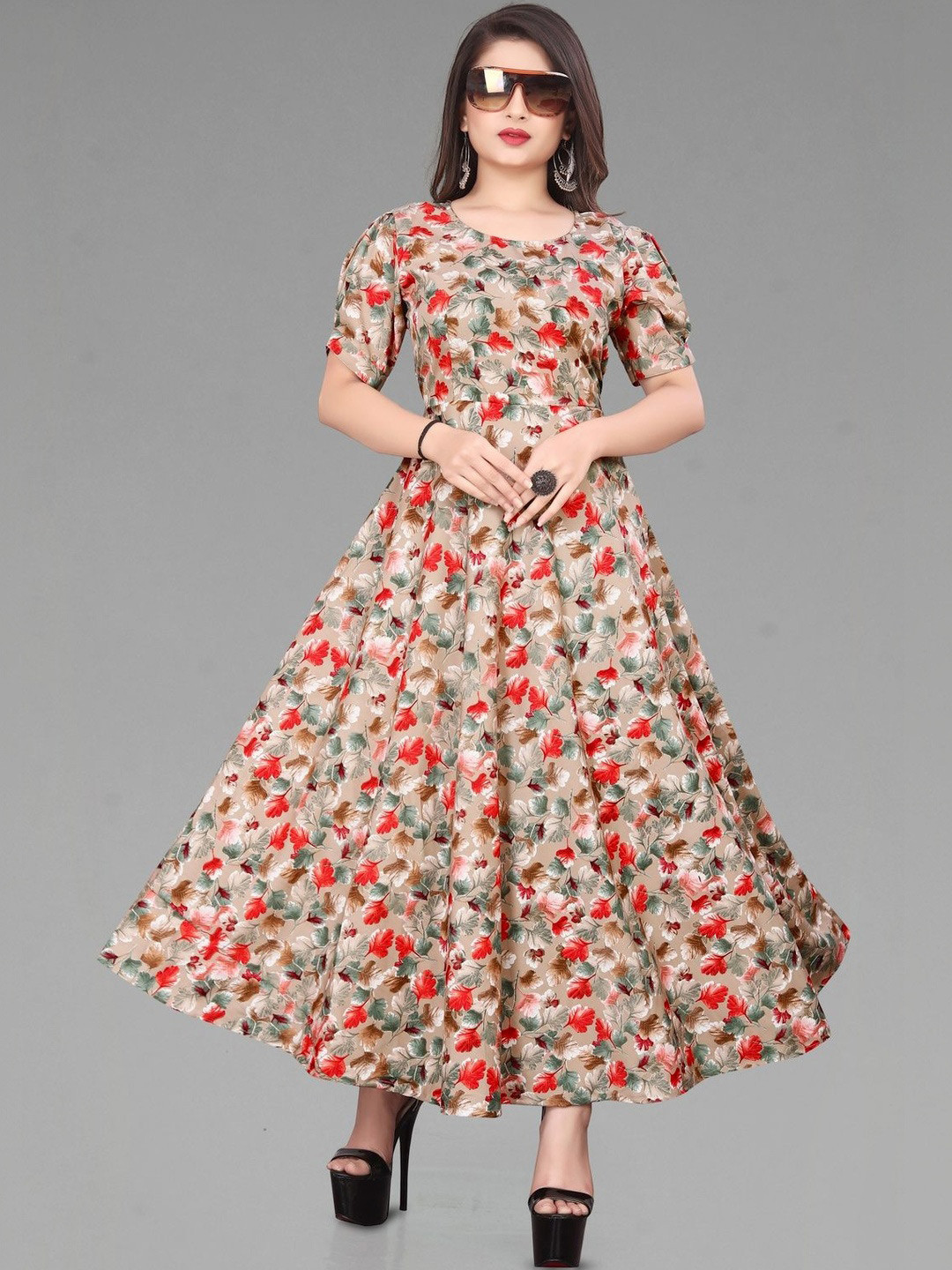 MARUTINANDAN IMPEX Floral Print Crepe Fit & Flare Maxi Dress