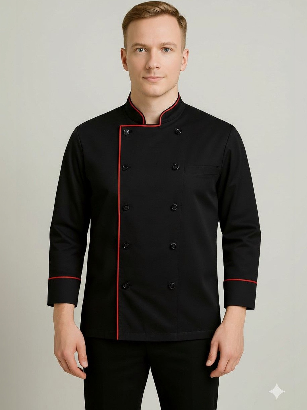 SAME FIT Men Chef With Contrast Cotton Piping Coat