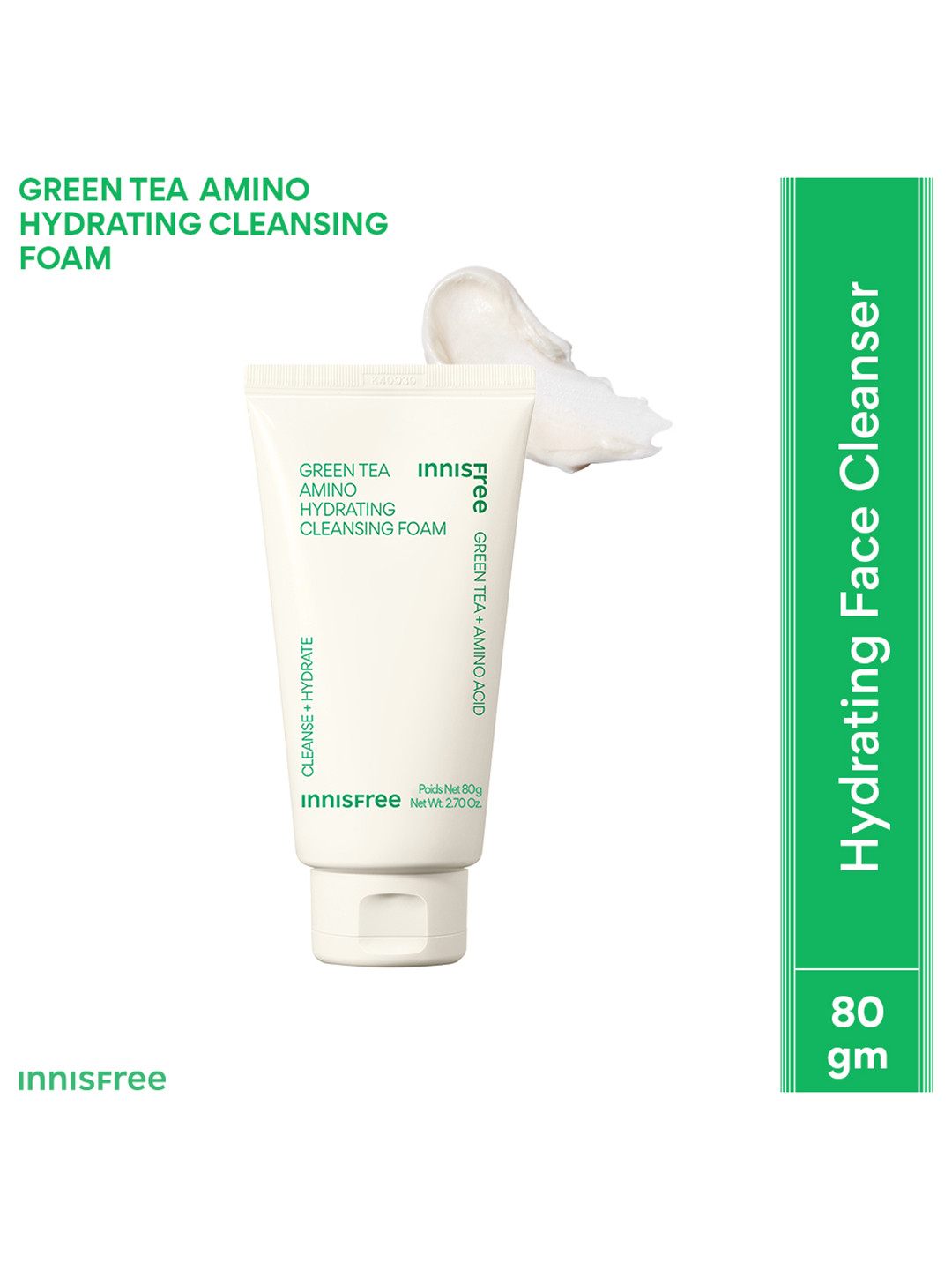 Innisfree Green Tea Amino Acid Foam Cleanser For Daily Use - 80g