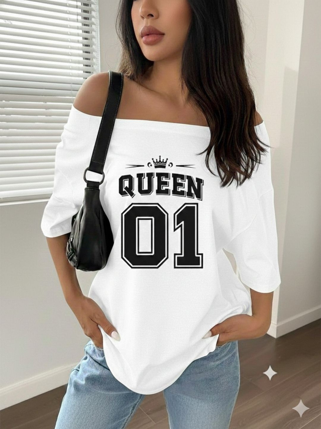 ELBATROSS Women Typography Printed Drop-Shoulder Sleeves 1 T-shirt