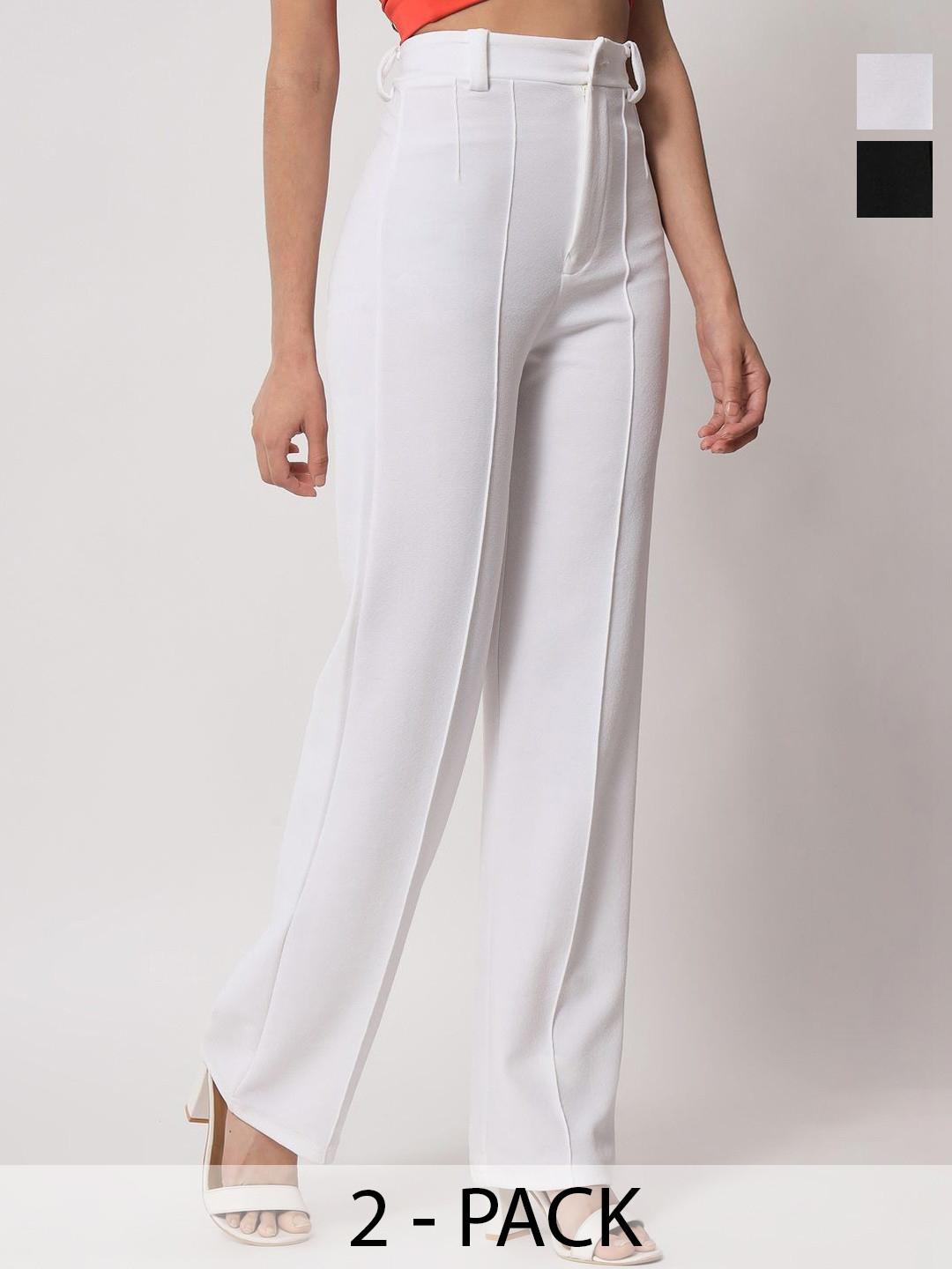 Stylecast X Kotty Women Straight Fit High-Rise Wrinkle Free Trousers