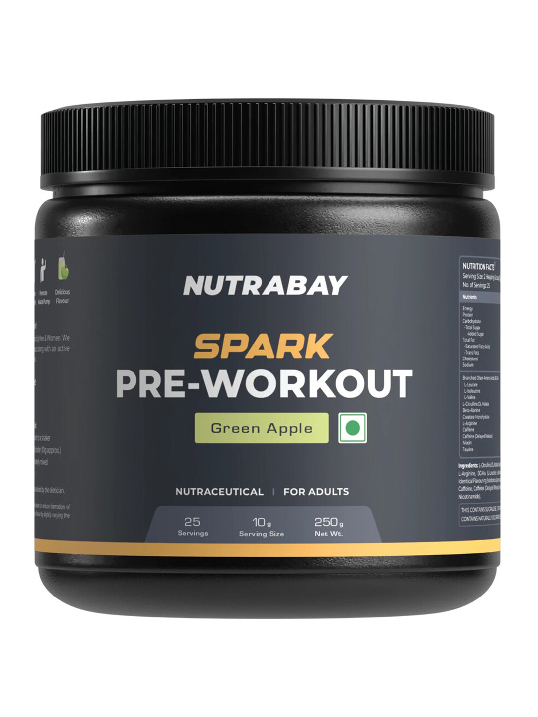 Nutrabay Gold Spark Pre-Workout - 250 g - Green Apple
