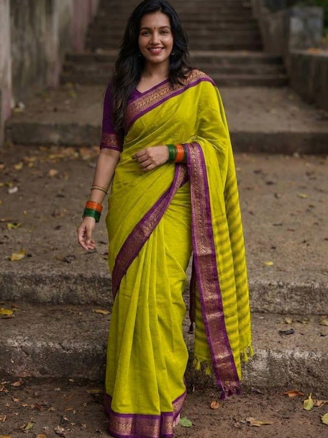 yourwish Woven Design Zari Silk Cotton Paithani Saree