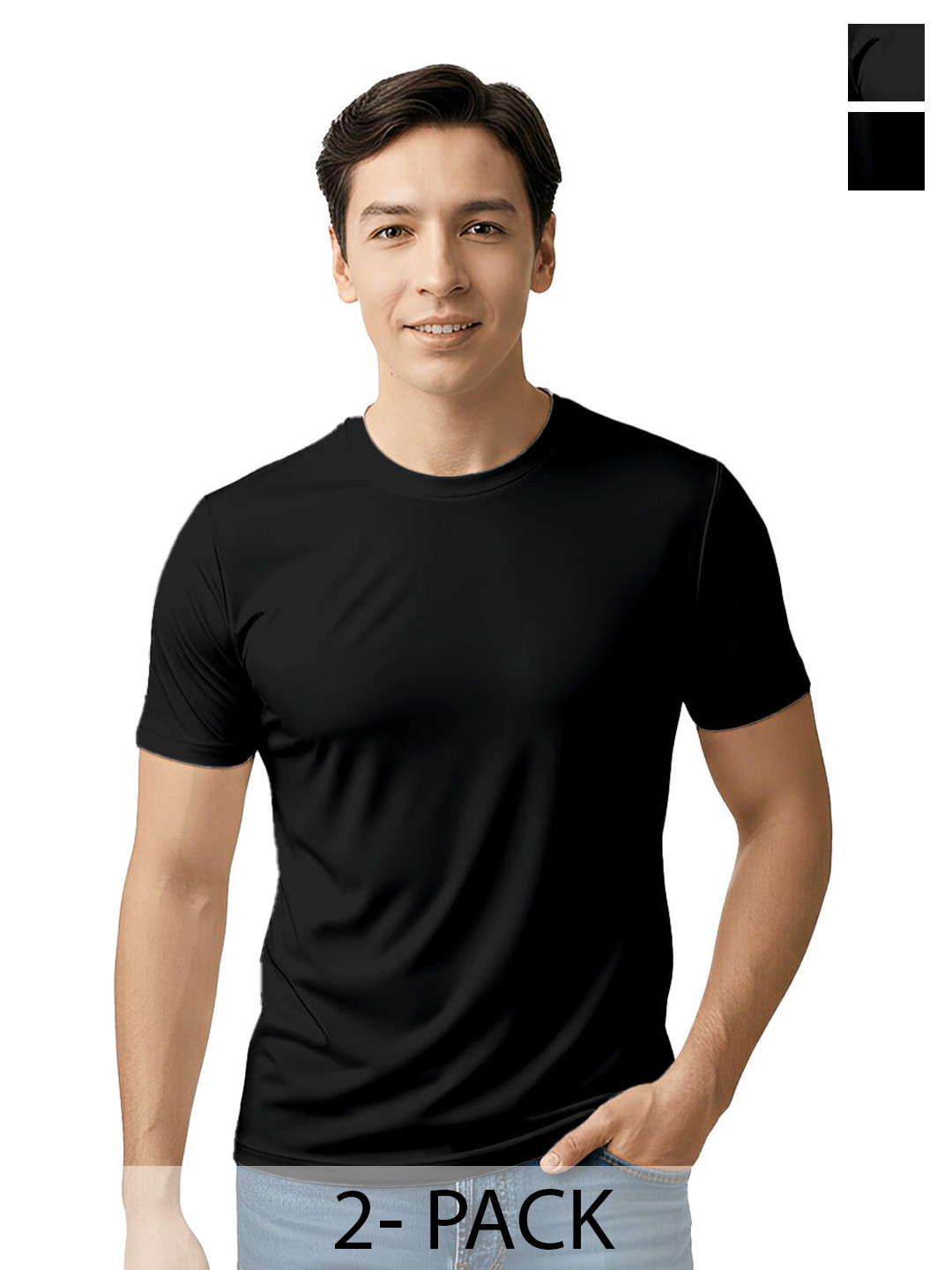 Fighterhero Men Pack of 2 Black Dryfit Active Tshirts
