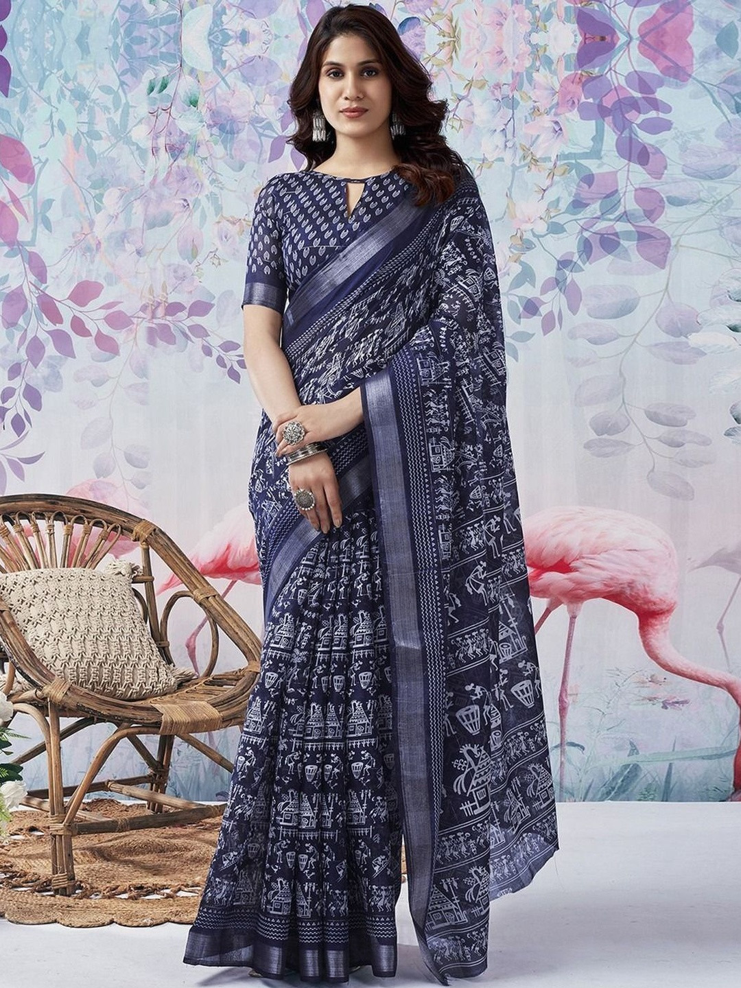 Shiv Textiles Ethnic Motifs Pure Cotton Saree