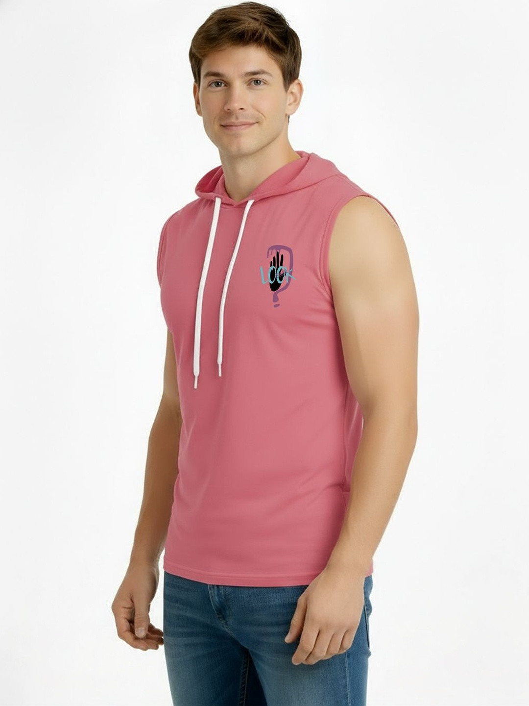 SLOWLORIS Men Printed Hooded T-shirt