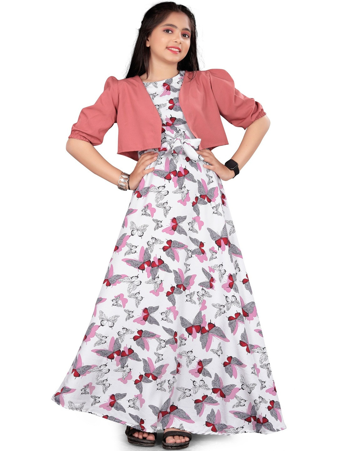 KRASRENAR Floral Print Crepe Fit & Flare Maxi Dress