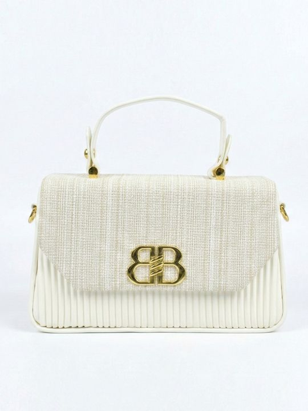 Ajanta Textured Structured Handheld Bag with Applique