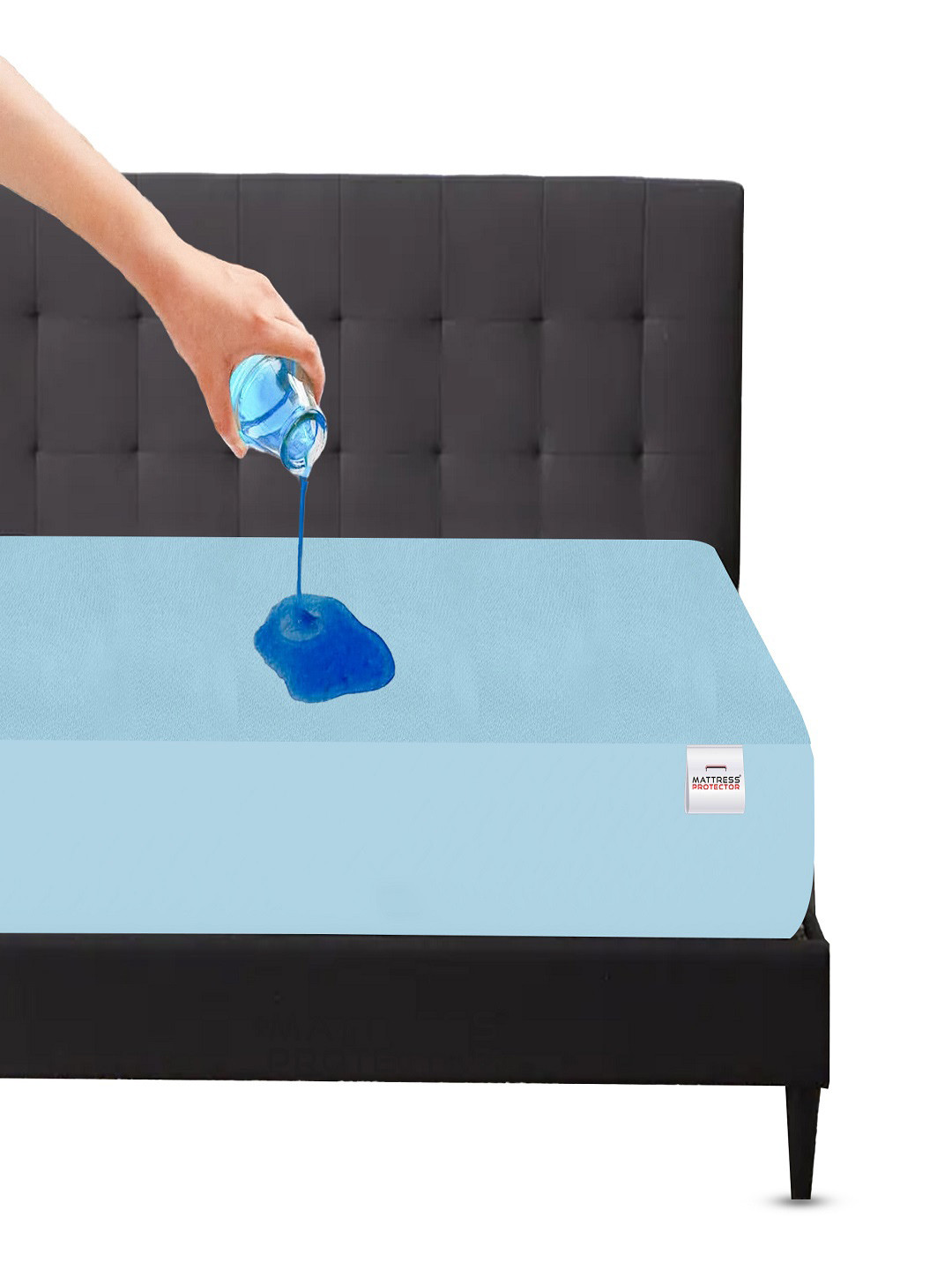 Mattress Protector Blue Queen Size Waterproof Mattress Protector with Elastic Fit 72x60 In