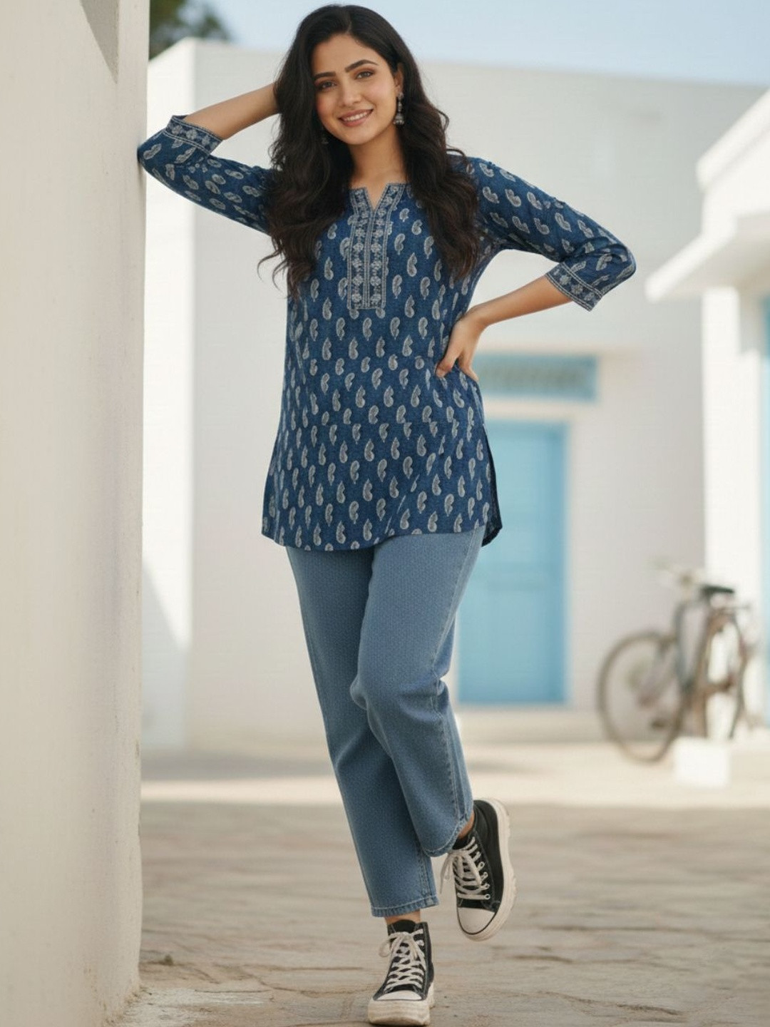 AADVIKA Paisley Print Cotton Short Kurti
