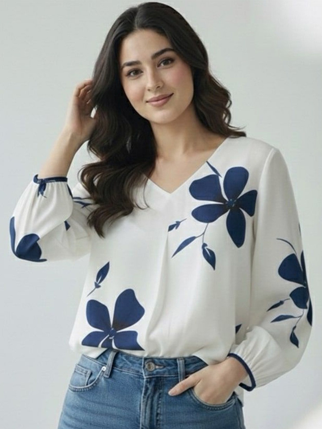 Ansgarments Floral Print Cotton Top