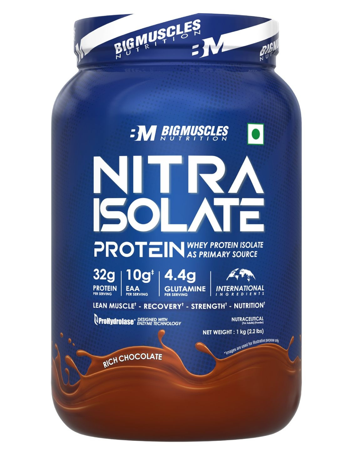Bigmuscles Nutrition Nitra Isolate Protein - 1 Kg - Rich Chocolate