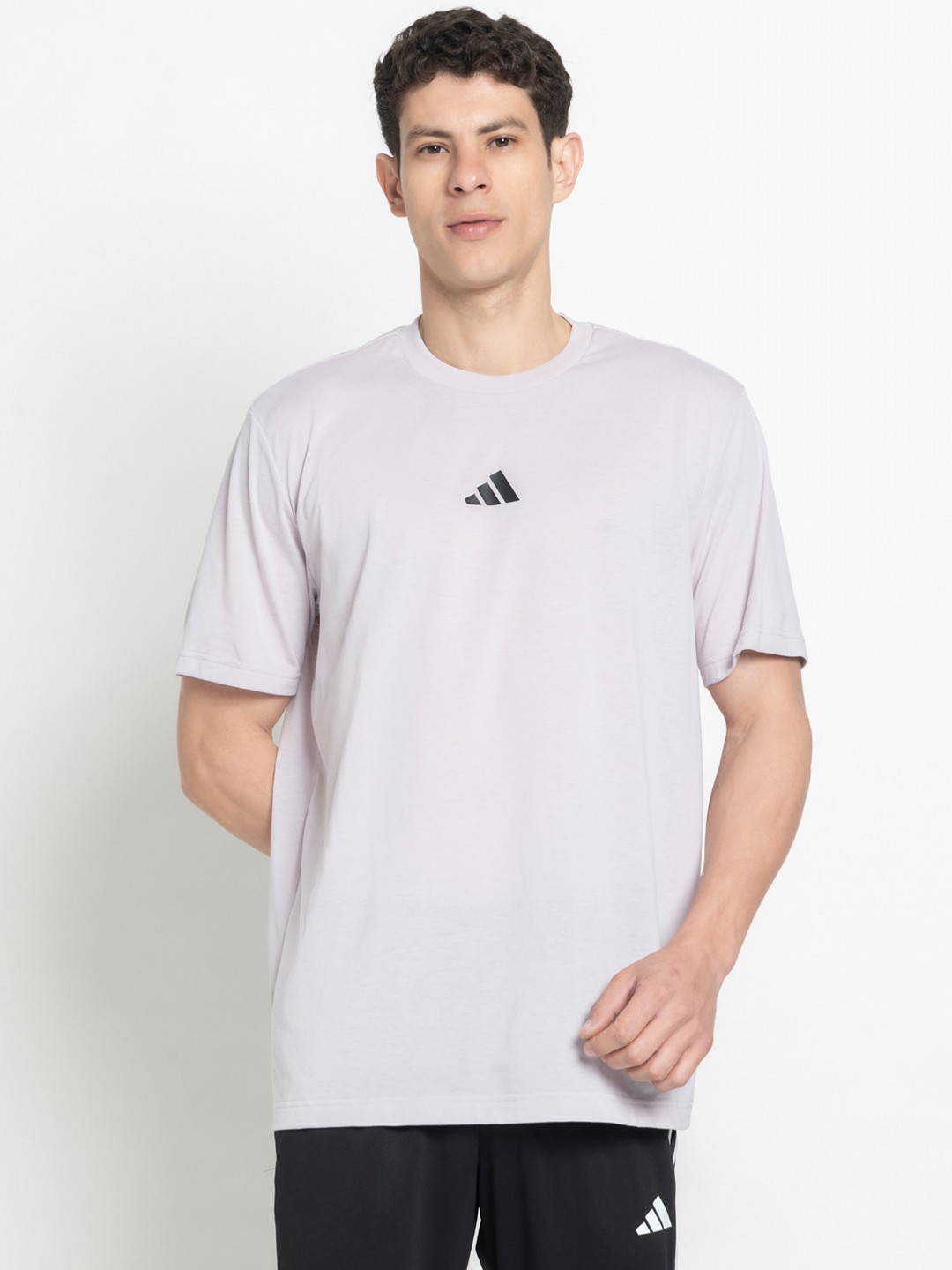 ADIDAS Loose Fit Brand Logo Printed Drop-Shoulder Sleeves Training T-shirt