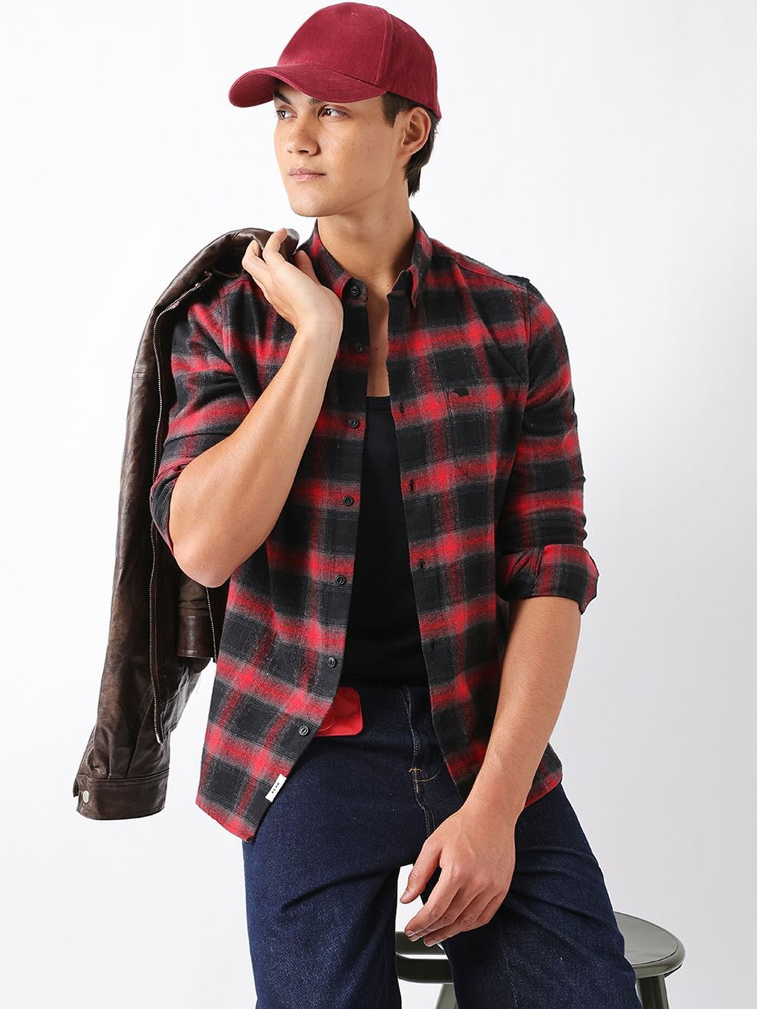 THE BEAR HOUSE Men Slim Fit Checked Casual Shirt