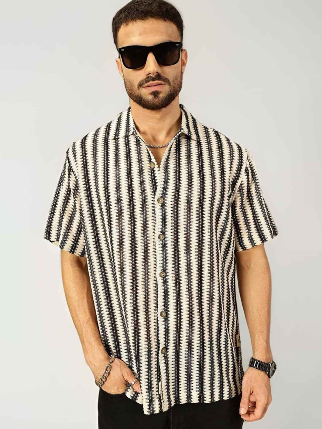 Lunice Men Striped Maternity Shirt